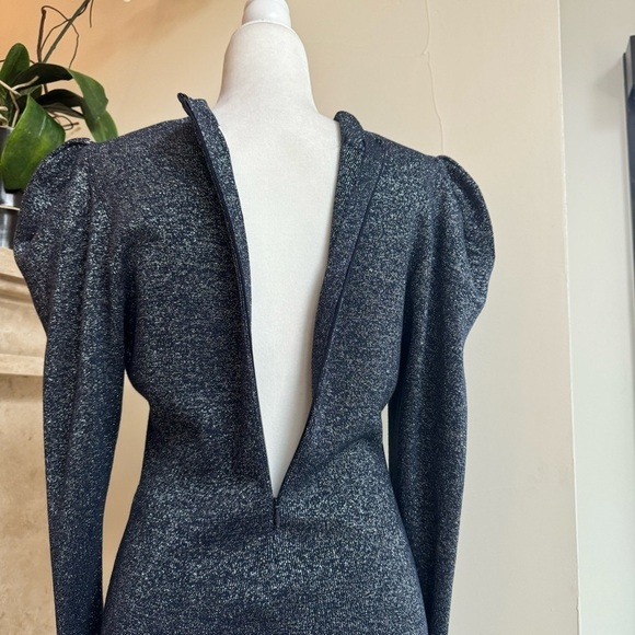 Sachin & Babi Amelie Metallic Knit Blue Knit Puff Long Sleeve Womens Size L - Picture 7 of 16